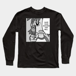 (monochrome) water gun yotsuba says save your excuses for hell Long Sleeve T-Shirt